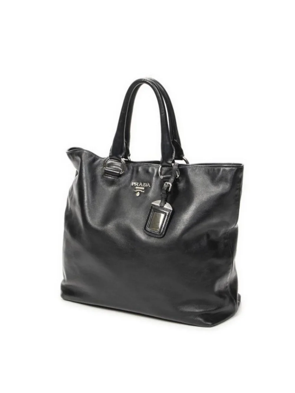 Prada Vertical Black Calfskin Leather Messenger Bag - Picture 2 of 10